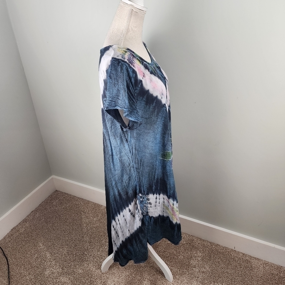 Jessica Taylor Women's Tie Dye Boho Round Hem Shift Midi Dress Size 2X - Picture 3 of 8